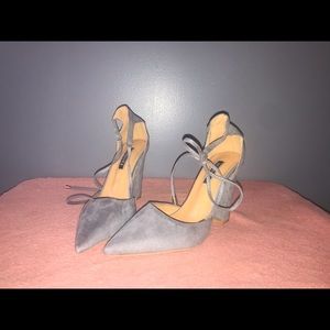 Grey lace up heels